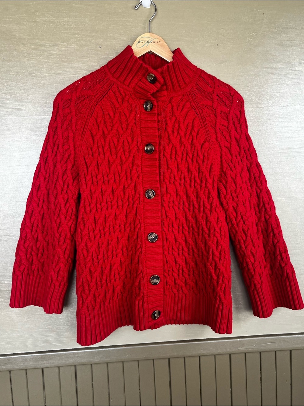 Liz Clairborne Vintage Red Cable Knit Snap Button Cardigan XL